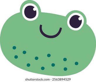 Drawing of a cheerful frog character with big eyes and a smile. Vector Illustration.