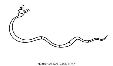 A drawing of a cheerful worm. Vector illustration, eps