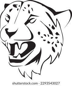  Drawing cheetah, art . black and white  cheetah logo 