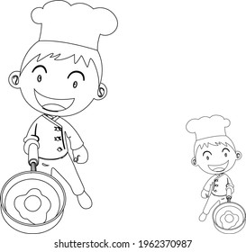 Drawing chef cartoon vector illustration. isolated background