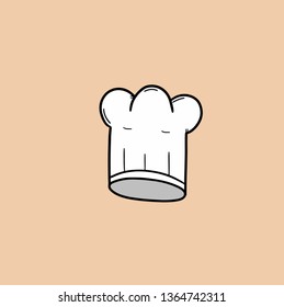 Drawing chef hat icon doodle style.Vector illustration.