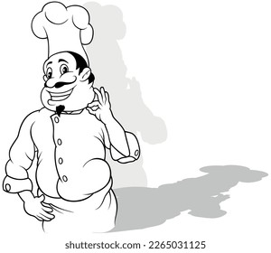 Drawing of a Chef in a White Uniform - Cartoon Illustration Isolated on White Background, Vector