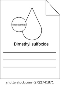 Dibujo de un diagrama químico con líneas para notas titulado Dimethyl Sulfoxide