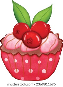 Drawing Cherry Cub Cake to Vector