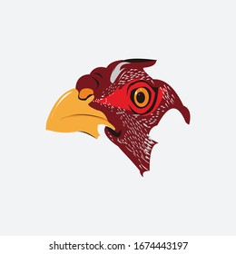 Dibujo de cabeza de pollo sobre un fondo blanco