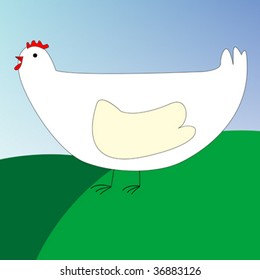 drawing of a chicken, vector art illustration; you can see more animal and bird drawings in my gallery.