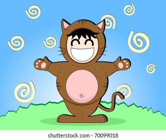 Drawing of child dressed cat