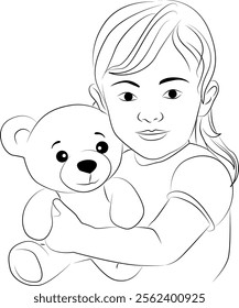 Drawing of child with teddy bear