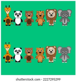 Drawing of children's animals in a tender and friendly way.