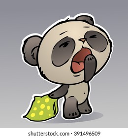 drawing for children's clothes with panda yawning