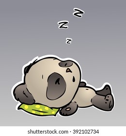 drawing for children's clothing with a small sleeping panda