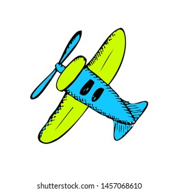 A drawing of a children's plane. Vector illustration