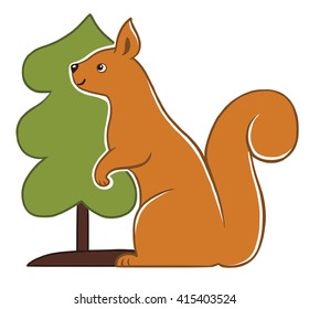 Drawing in a children's style: squirrel.