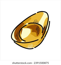 drawing of Chinese gold ingot isolated on transparent background. Vector comic style golden money icon. chinese lunar new year