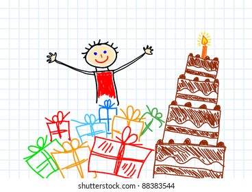 Drawing of chocolate cake