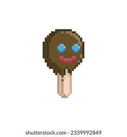 Drawing of a chocolate lollipop, pixel art food