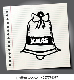 Drawing of Christmas bell. Vector illustration. Isolated.