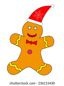 drawing Christmas gingerbread with red hood over white background