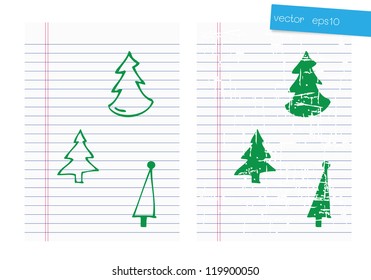 Drawing christmas tree on paper