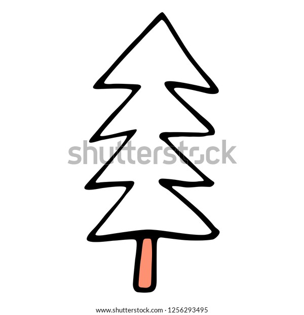 Drawing Christmas Tree Spruce Fir Drawn Stock Vector