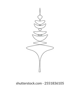 Drawing of a Christmas tree.Contour drawing.Vector illustration