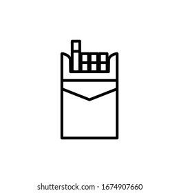 Drawing Cigarette Box icon on white background .Vector illustration.