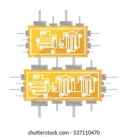 drawing circuit board electronic componet vector illustration eps 10