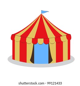 drawing circus tent with yellow and red stripes