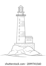 Zeichnung des klassischen hellen Gebäudes - Schwarz-Weiß-Illustration