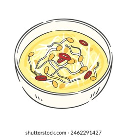 A drawing of clear bean sprout soup