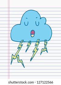 Drawing cloud on paper