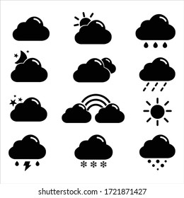 Drawing cloud weather icon set on white background .Vector illustration.