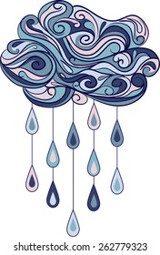 Drawing of cloudlet in abstract style in blue colors