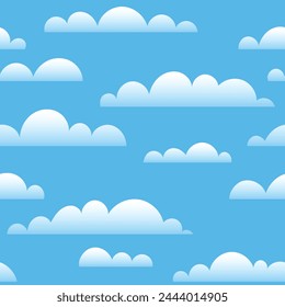 Drawing clouds, seamless pattern, natural background, vector design