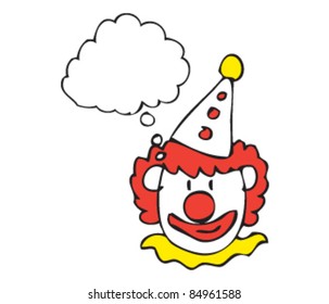 Drawing of a clown with a speech bubble