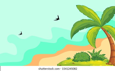 Drawing of coastal illustrations. Vector Illustration. 