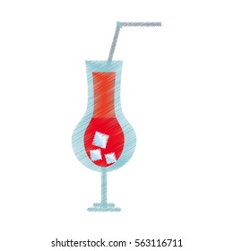 drawing cocktail beverage straw ice vector illustration eps 10