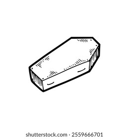 A drawing of a coffin on a white background