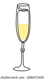 Drawing color line wineglass on the white background. Vector