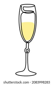 Drawing color line wineglass on the white background. Vector