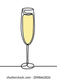 Drawing color line wineglass on the white background. Vector