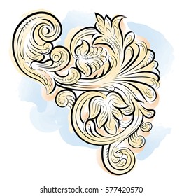 Drawing color pattern with leaves, Vladimir, Russia. Vector illustration