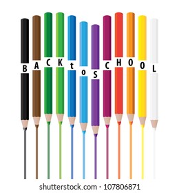 Drawing color pencils in wave -Back to school - illustration