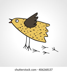 Drawing of a colored cartoon bird. Vector illustration