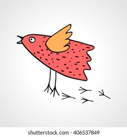 Drawing of a colored cartoon bird. Vector illustration