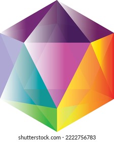 Drawing of a colored crystal. Polygon. Glass, crystal, bead.