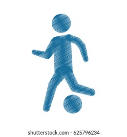 drawing colored silhouette player soccer ball icon