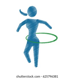 drawing colored silhouette woman physical exercise