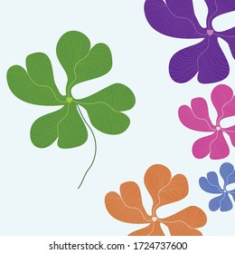 Drawing of a colorful 4 leaf clover as a vector file