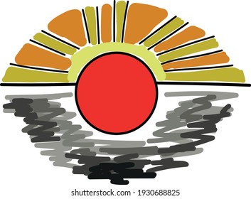 Dibujo de una colorida puesta de sol